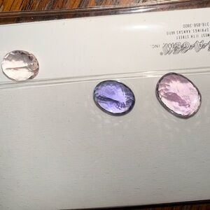 Real gemstones tanzanite, two morganite